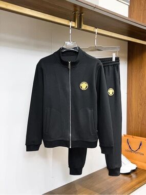 Black Zip Hoodie with Gold Medusa Hardware
